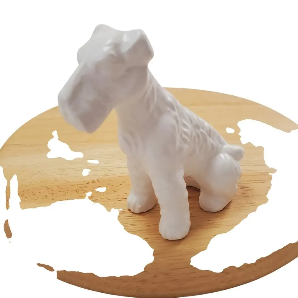 Vintage Sitting Miniature Schauzer Pup Dog Porcelain Figurine Shelf Sitter